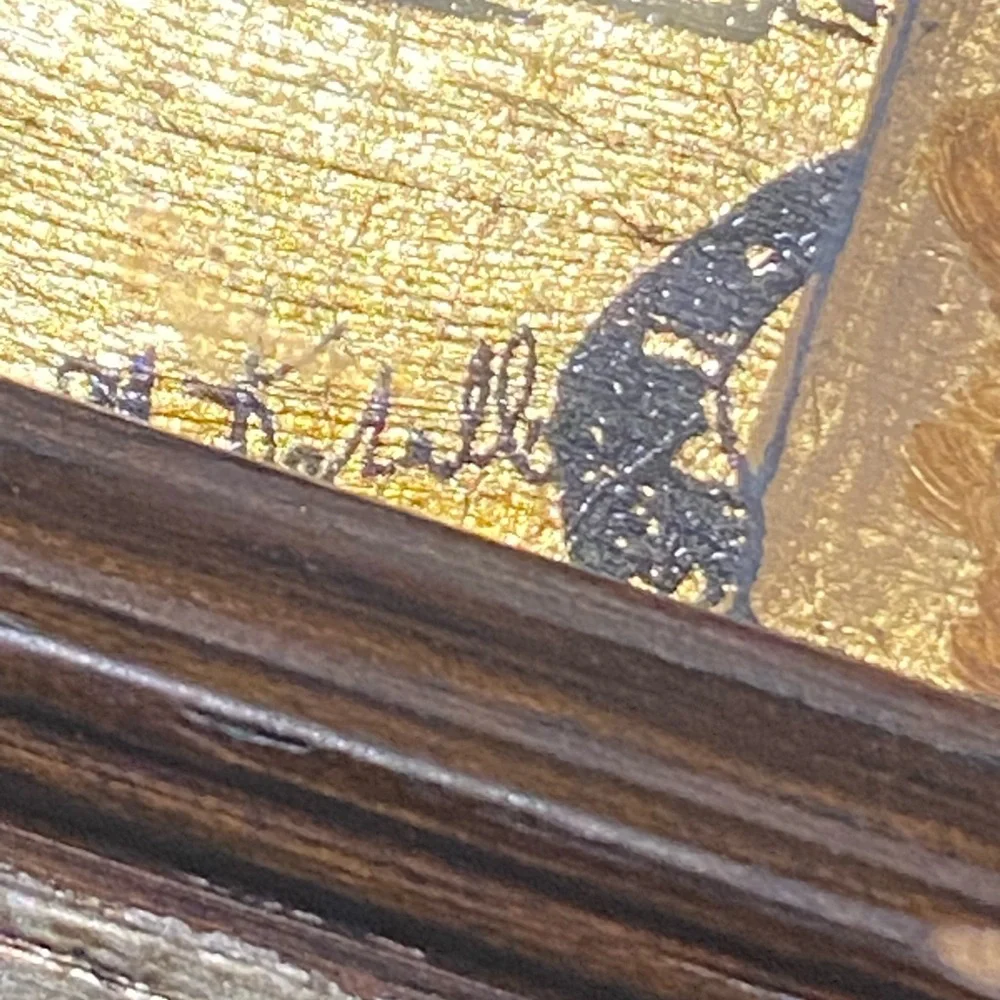 Mini Picture Hand Painted 23 K Gold Leaf Signed Italian Florentine Wall Gallery